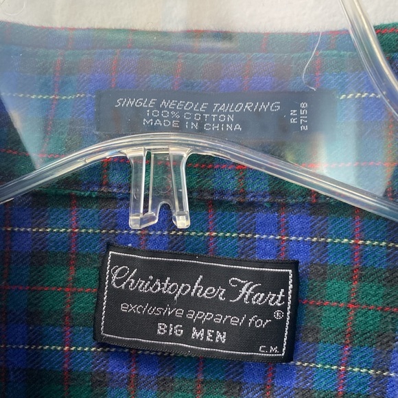 Christopher Hart Button Down 100% Cotton Flannel Plaid Shirt Men's Size 2X Big ! - Picture 3 of 11